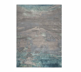 Bamboo silk Rug With soothing faded oceanic colors