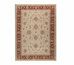 Classic Chobi Carpet in Beige and red borders 