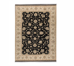 A classic ziegler carpet made of high quality wool in black and beige 