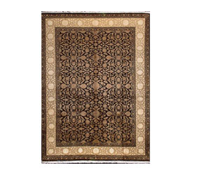 ZIEGLER STYLE RUG IN BLACK AND GOLD BORDERS
