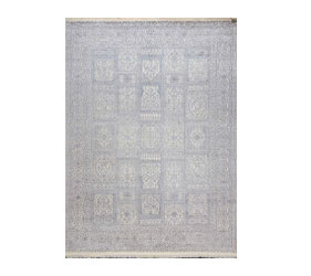 CLASSIC WOOL RUG IN GREY AND BEIGE WITH A GARDEN DESIGN