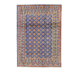 ORIENTAL RUG IN BLUE GREEN AND RED COLOR PALETS BUKHARA
