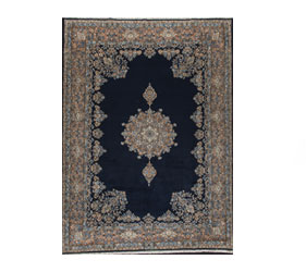 TRIBAL RUG WIN NAVY BLUE BACKGROUND AND A MEDALLION 