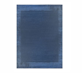  A modern rug with a thick pile and plain design in blue colour and a lighter shade of blue border  